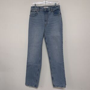 ABERCROMBIE Womens Size 29/8R 90's Straight Leg Ultra High Rise Bottom Slit Jean